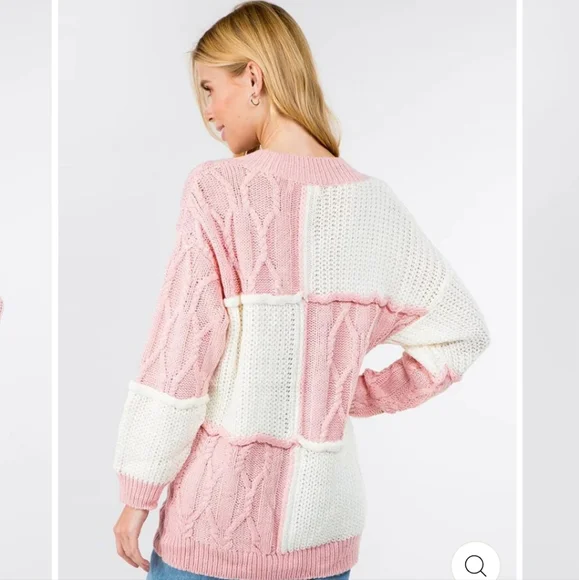 🌷LAST ONE! Fanco Color Block pink white sweater! - Picture 2 of 2